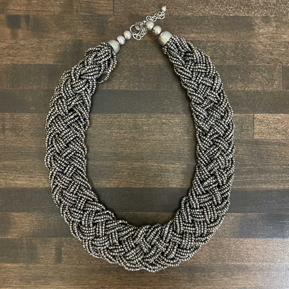 Grey and silver beaded necklace